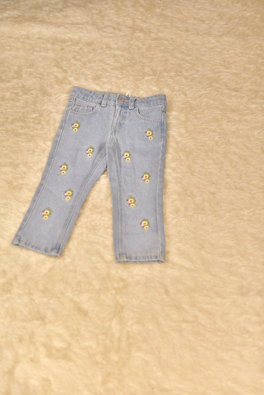 Jeans with Flowers Embroidery