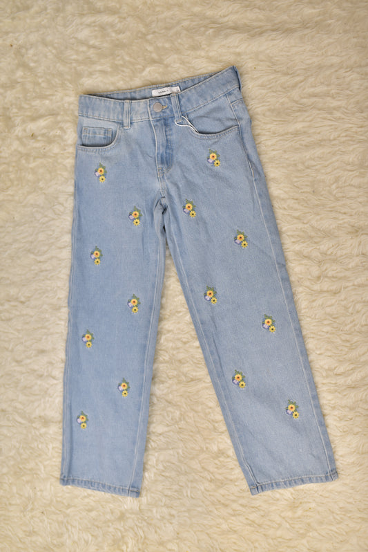 Jeans with Flowers Embroidery